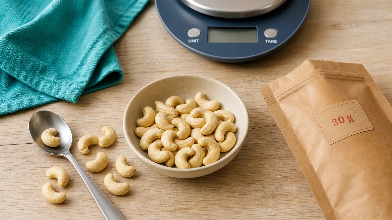 Noix de cajou calories : portion 30 g en bol