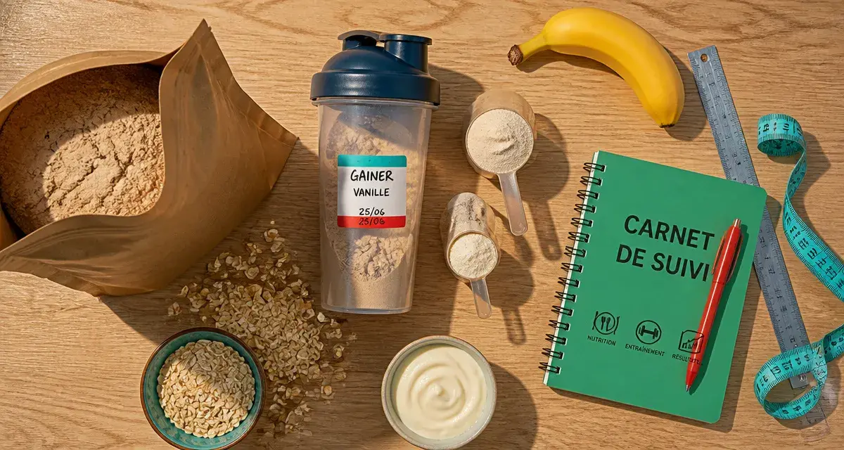 Nutrimuscle gainer : shaker et flocons d’avoine pour prise de masse contrôlée
