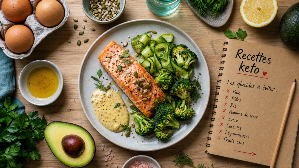 Recette keto : saumon et légumes, menu 1 semaine moins de 50 g glucides