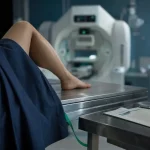 Scintigraphie genoux : table d’examen en médecine nucléaire