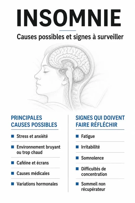 Pourquoi je n'arrive pas à dormir : causes possibles de l'insomnie et signes d'alerte