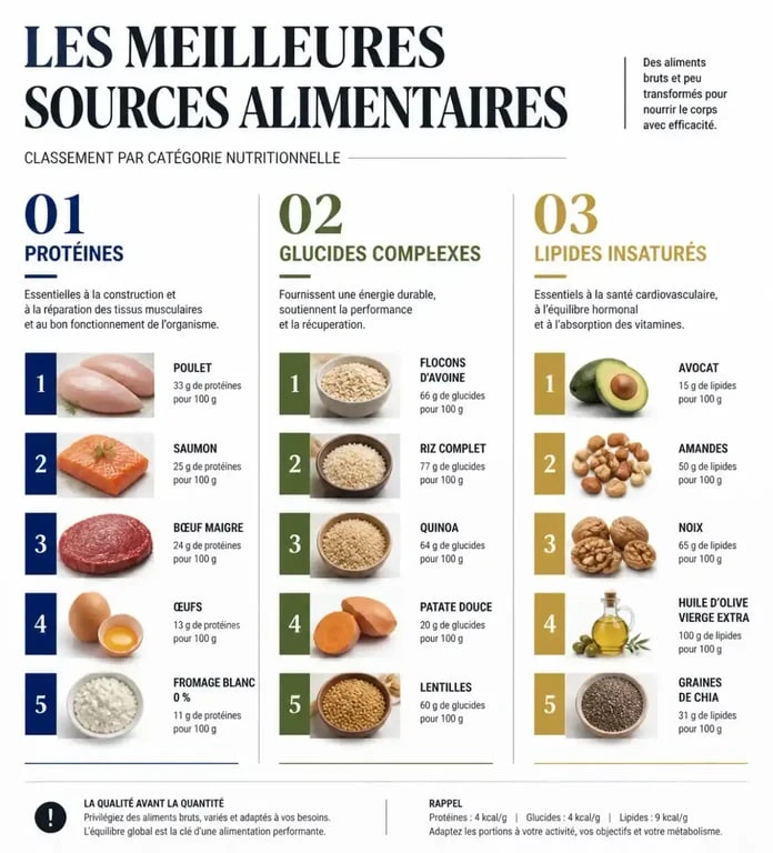 Aliments recommandés pour la nutrition musculation