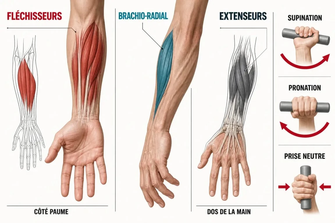 Travailler avant bras : schéma des muscles et des prises de l’avant-bras