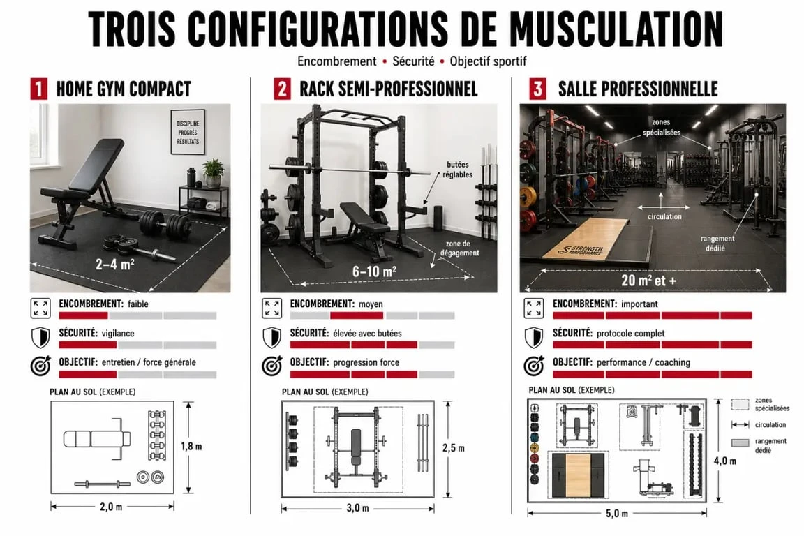 Comparatif du matériel musculation pour domicile, semi-pro et salle professionnelle
