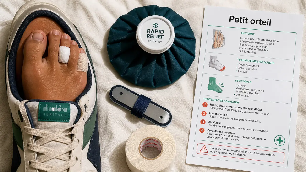 petit orteil cassé : strapping et attelle, immobilisation