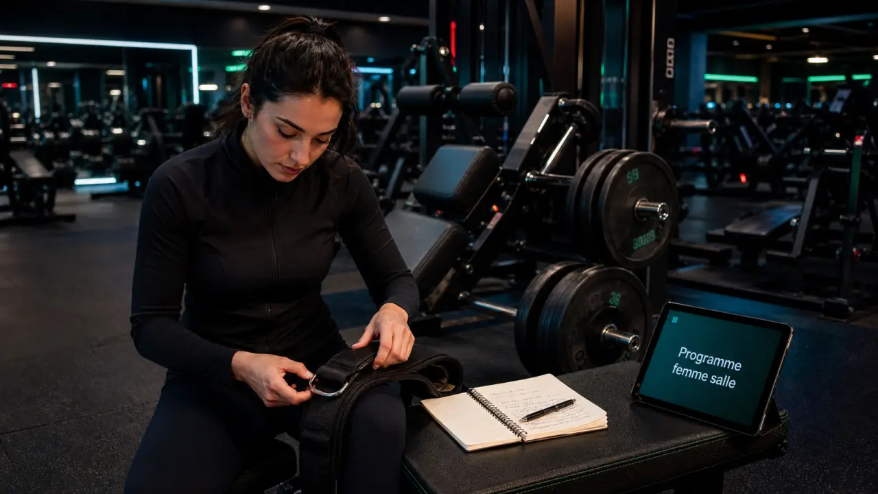 Programme de sport femme en salle : entraînement fessiers et cardio sur banc
