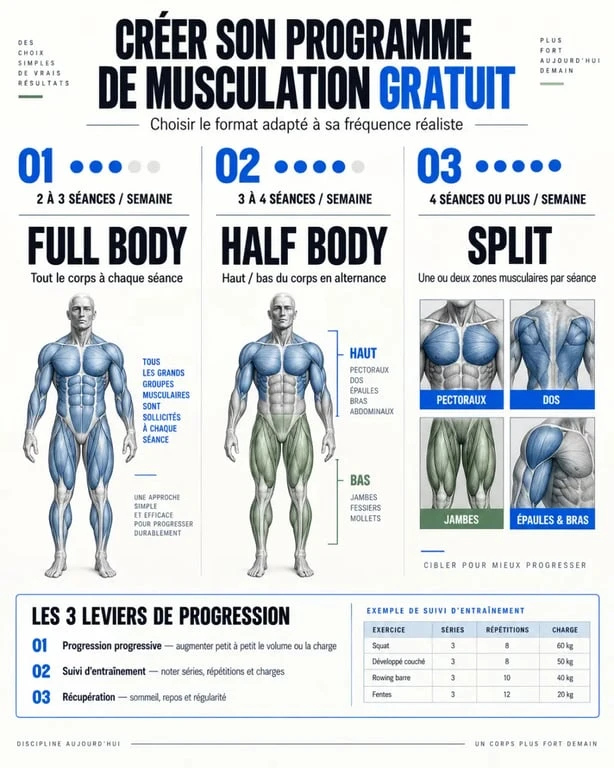 Créer son programme de musculation en ligne gratuit selon la fréquence et le format d’entraînement