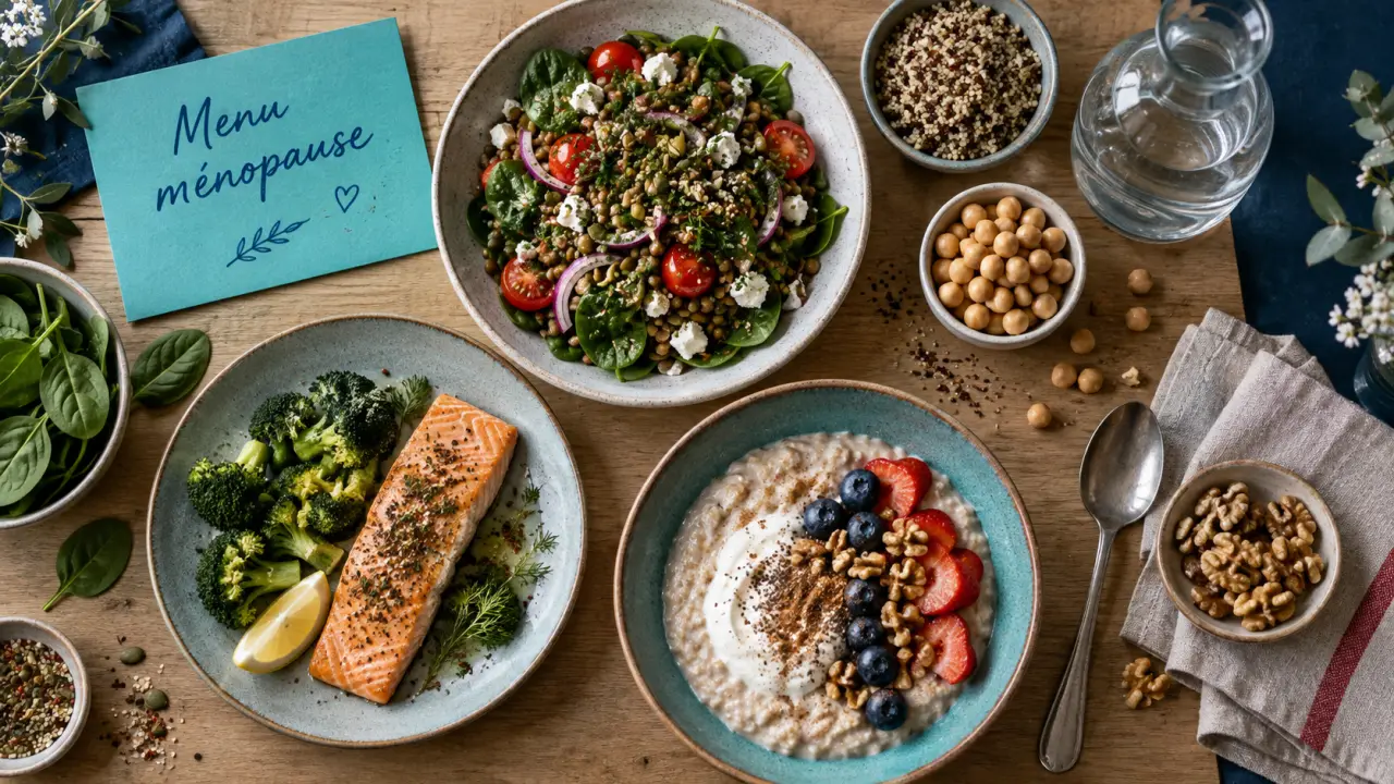 Menu semaine régime ménopause : repas pour stabiliser la glycémie