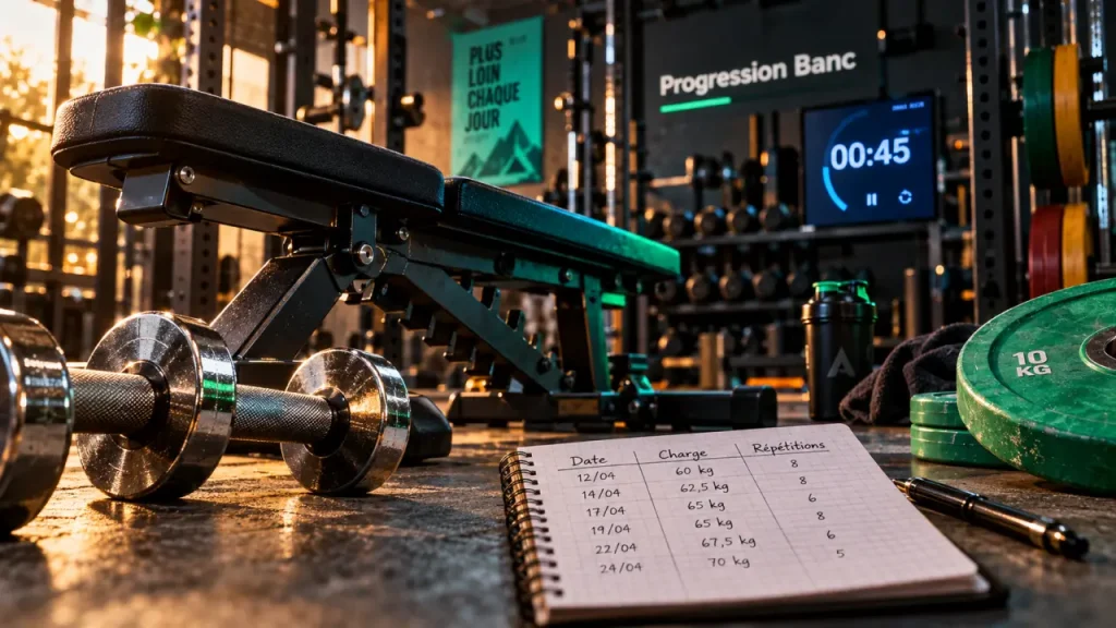 Programme musculation avec banc PDF : 3 séances, 12 exercices et une progression chez soi