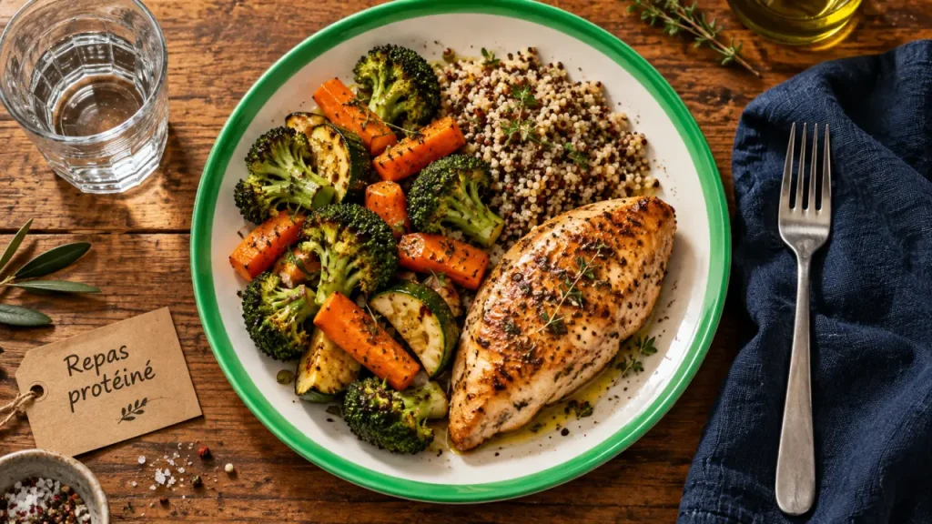 Repas protéiné pour perdre du poids : une assiette rassasiante sans frustration
