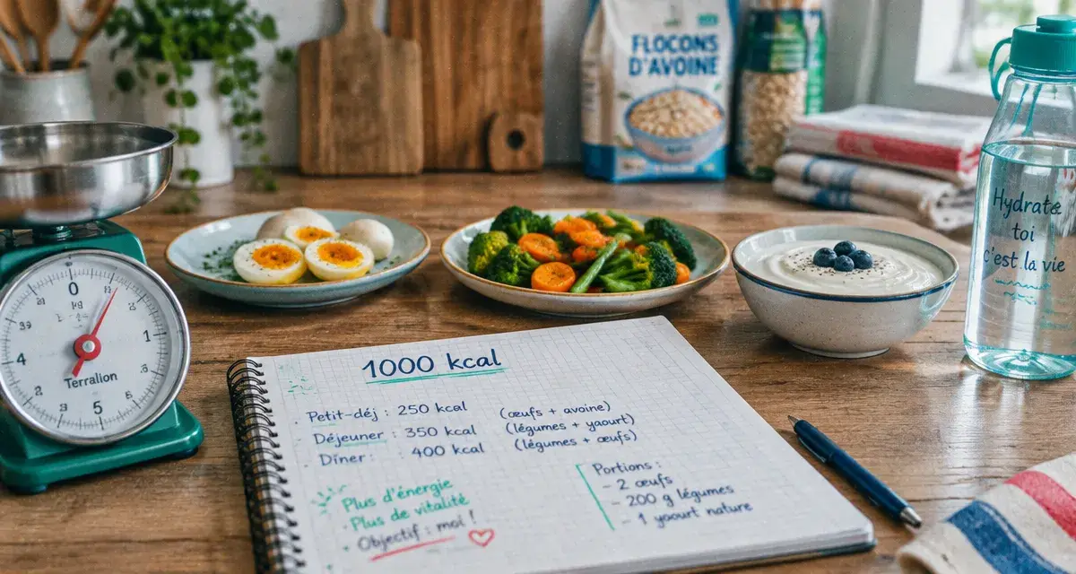 1000 calorie par jour en cuisine : portions et balance