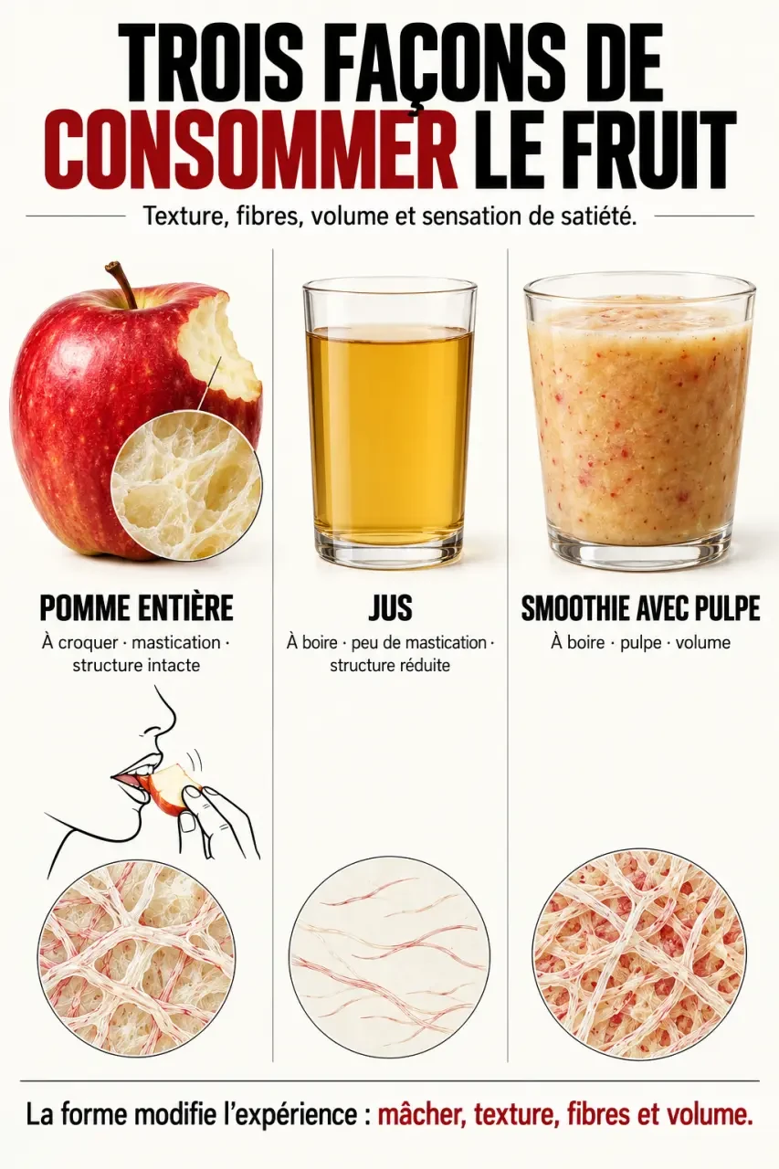 Fruits pour régime : différences entre fruit entier, jus et smoothie